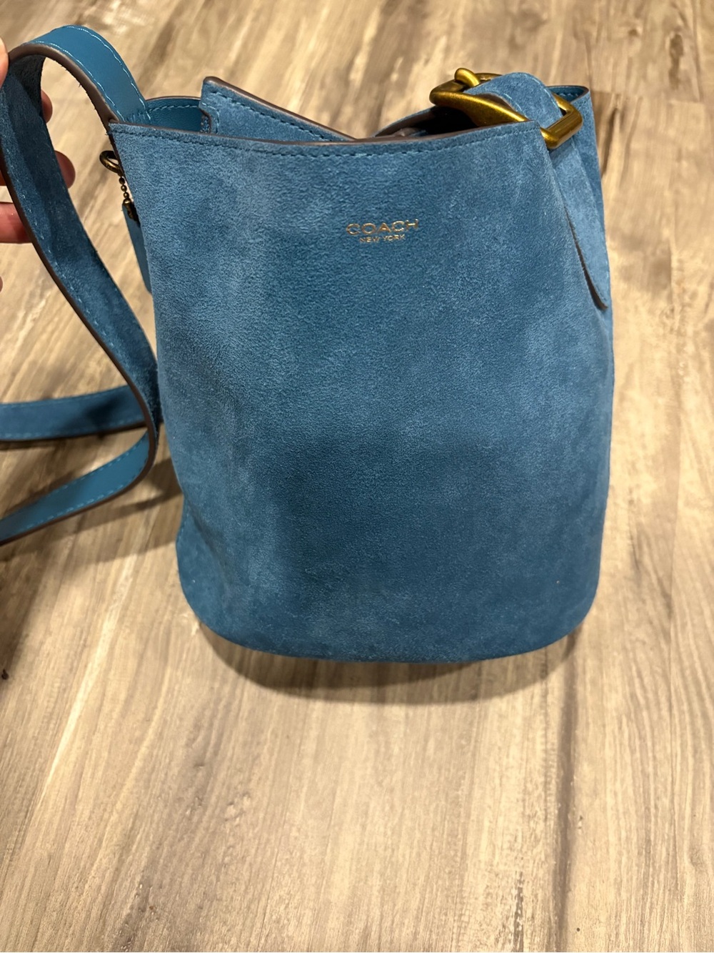 Coach Bleecker Bucket suede bag in blue